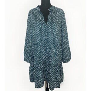 VINEYARD VINES‎ Women's Floral Tiered Silk Blend Mini Boho Teal Dress XL